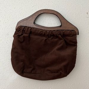 Elegant Brown Corduroy Handbag